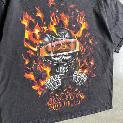 Y2K West Coast Choppers "Jesse James Is a Dead Man" Flaming
Skeleton Tee