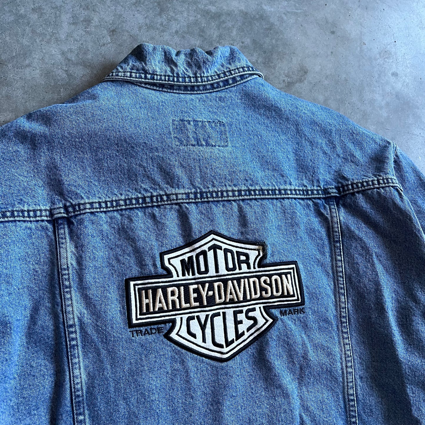 Harley Davidson Denim Jean Jacket W/ Emblem Patch