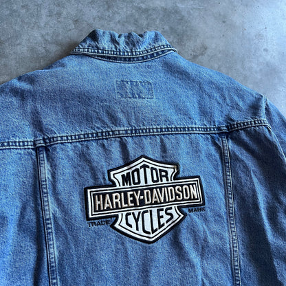 Harley Davidson Denim Jean Jacket W/ Emblem Patch