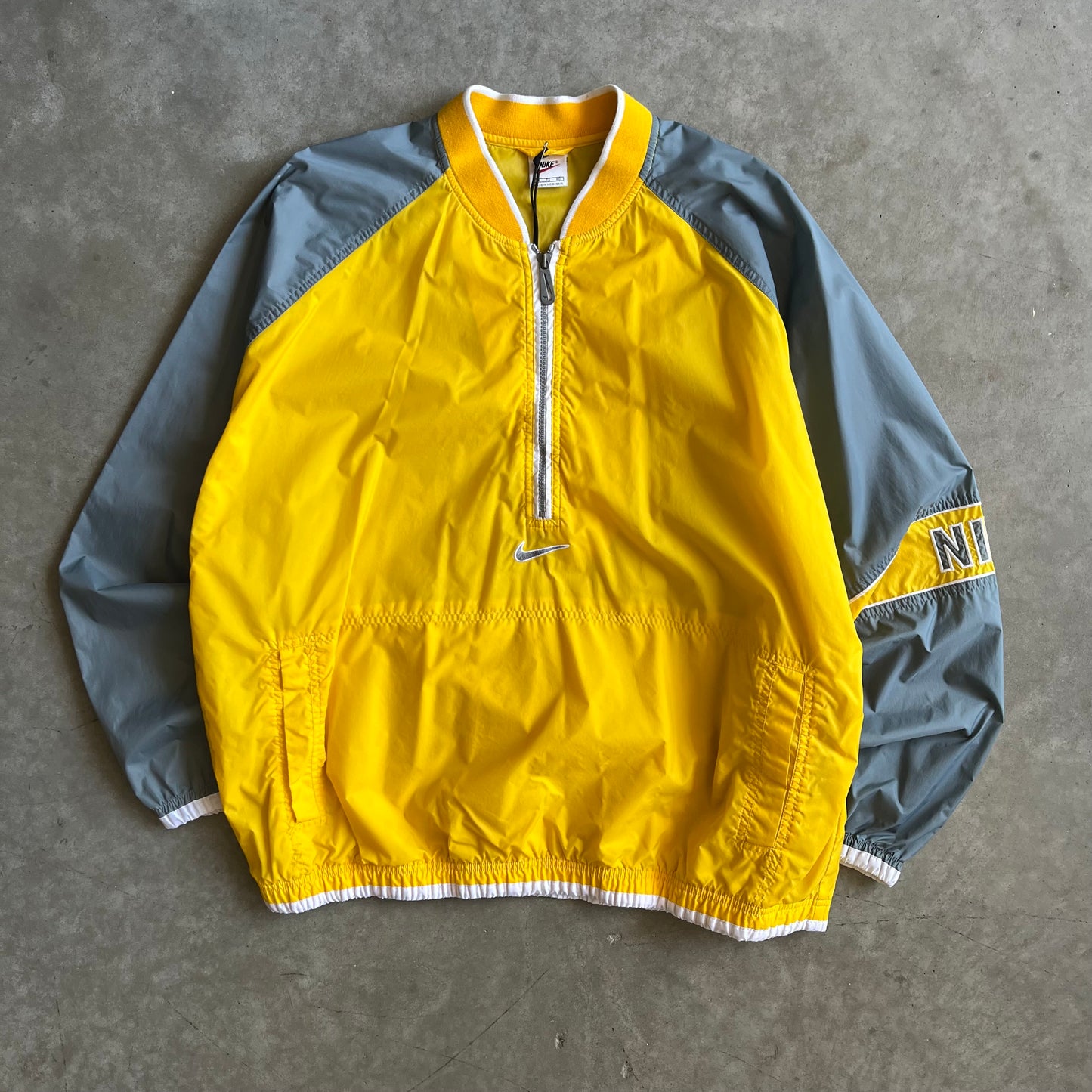 Vintage Nike Yellow & Gray Center Swoosh Windbreaker