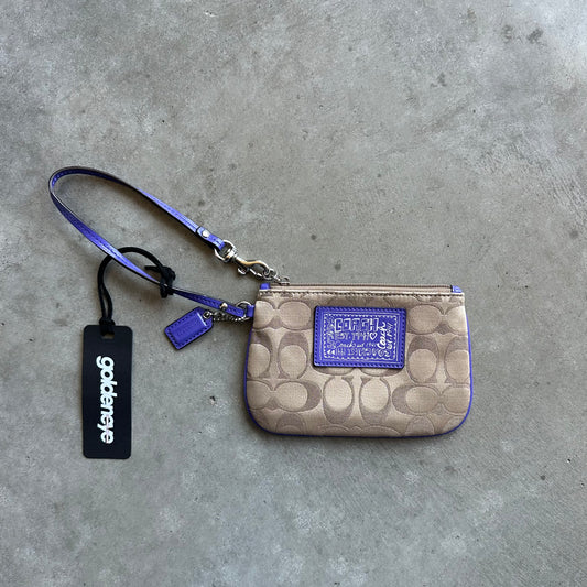 Y2K Coach Tan/Purple Poppy Wristlet