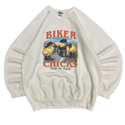 Y2K Biker Chicks Rule The Road White Sweatshirt