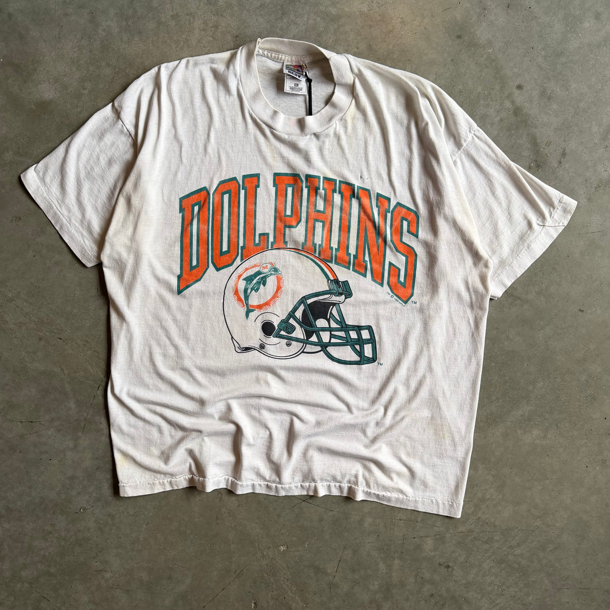 Vintage Miami Dolphins NFL Helmet White Tee