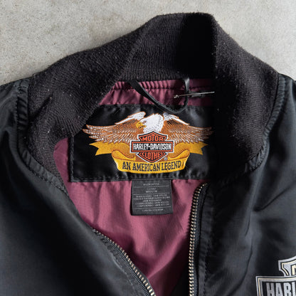 Vintage Harley Davidson Big Back Graphic Nylon Bomber