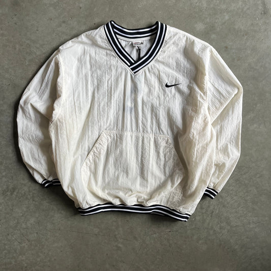 Vintage Nike White & Black Pullover V-Neck Windbreaker