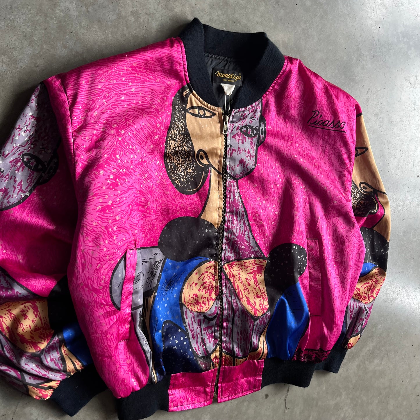 Vintage Pablo Picasso Abstract Art Graphic Satin Bomber jacket