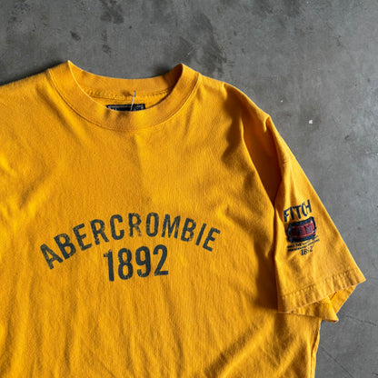 Y2K Abercrombie Spell-Out & Sleeve Patch Yellow Tee