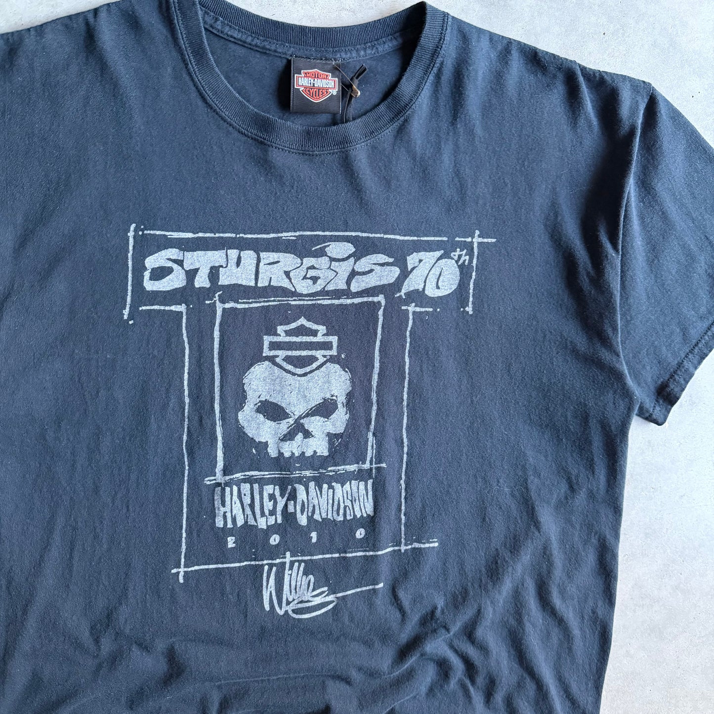 Y2K Harley Davidson Sturgis 70th Anniversary Skull Sketch Tee