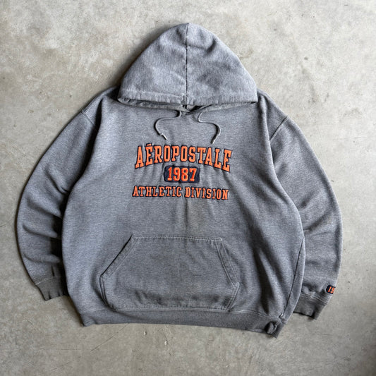 Aeropostale Baggy Grey Hoodie w/Orange Embroidery & Pockets