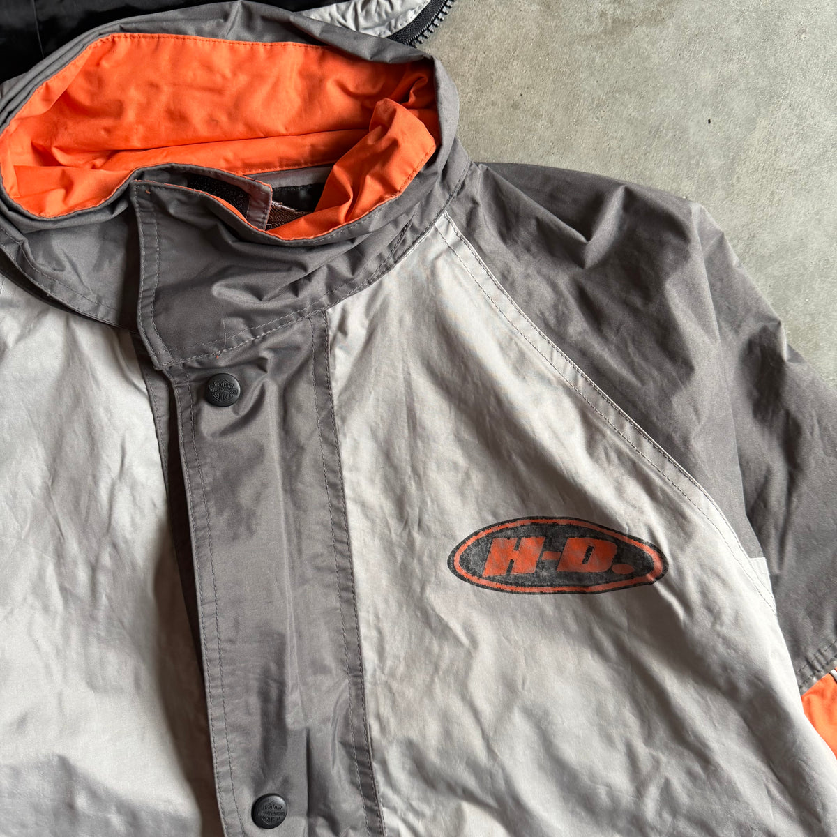 Y2K Harley Davidson Gray & Orange Windbreaker Jacket