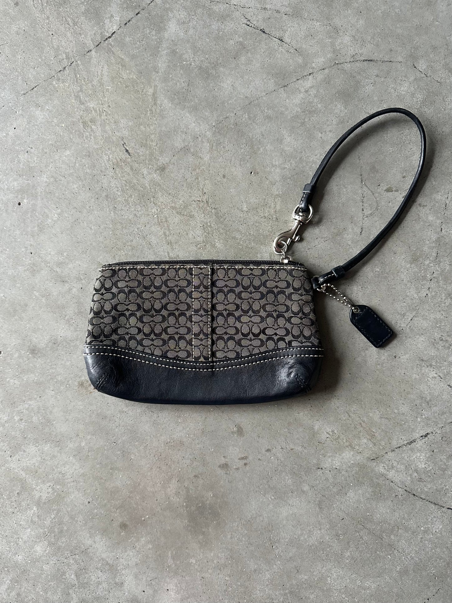Coach Y2K Black/Leather Monogram Wristlet