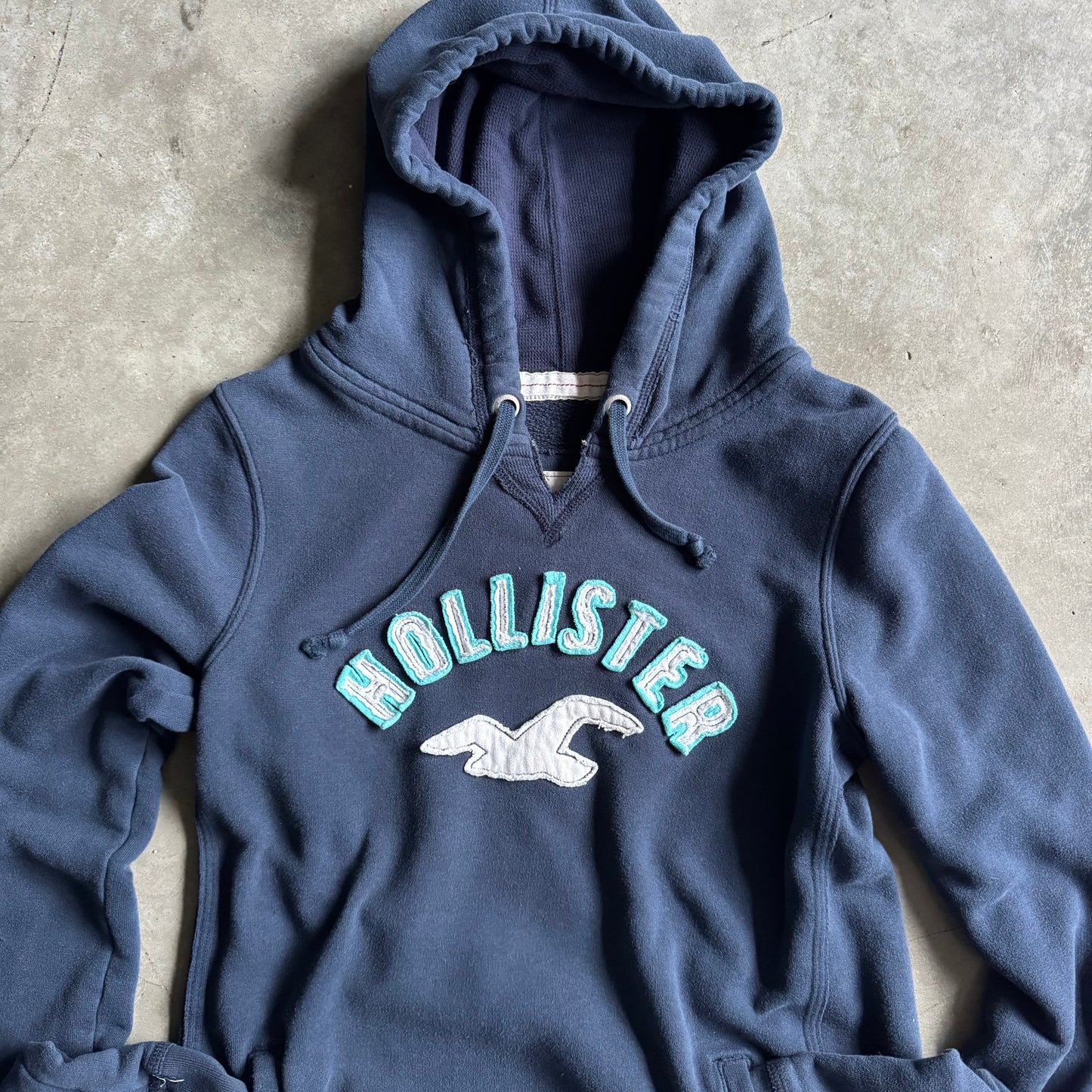 Women’s Y2K Hollister Navy Blue Embroidered Baggy Hoodie