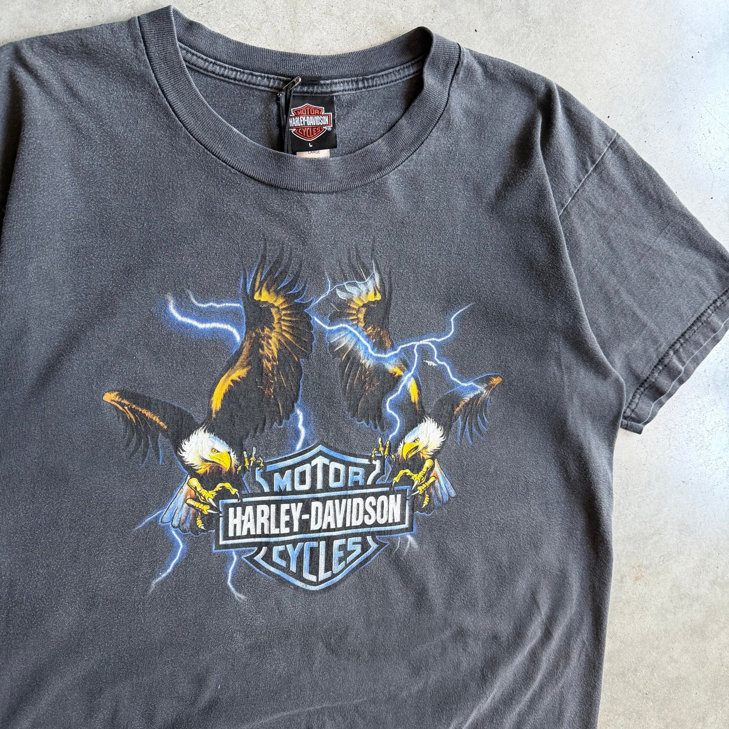 Vintage Harley Davidson Lightning Eagles Emblem T Shirt