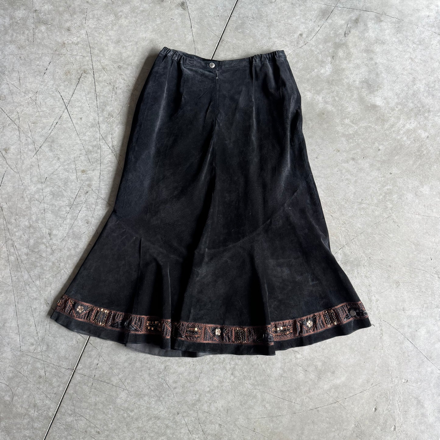 Women’s Vintage NWT Chico’s Genuine Suede Fairy Goth Maxi Skirt