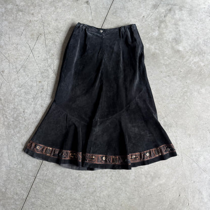 Women’s Vintage NWT Chico’s Genuine Suede Fairy Goth Maxi Skirt