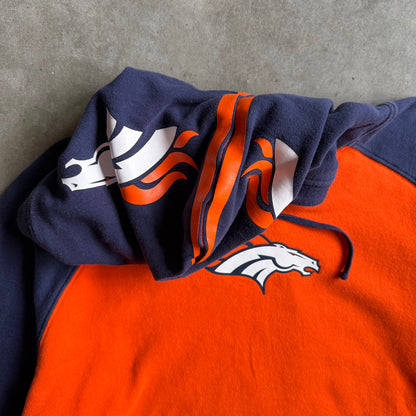 Y2K Denver Broncos Orange & Navy Cut & Sew Hoodie