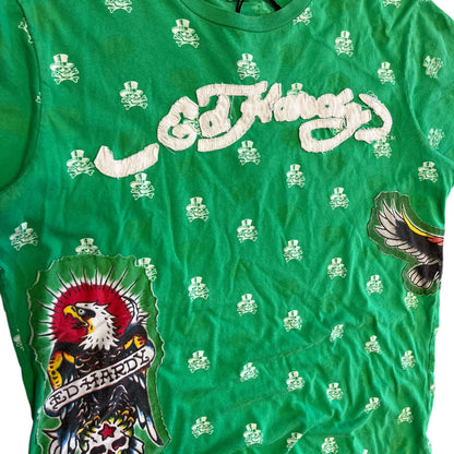 Y2K Ed Hardy Christian Audigier AOP Tee