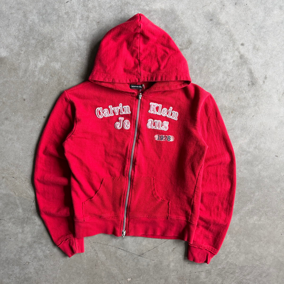 Y2K Youth Calvin Klein Jeans Layered Text Zip Up Hoodie