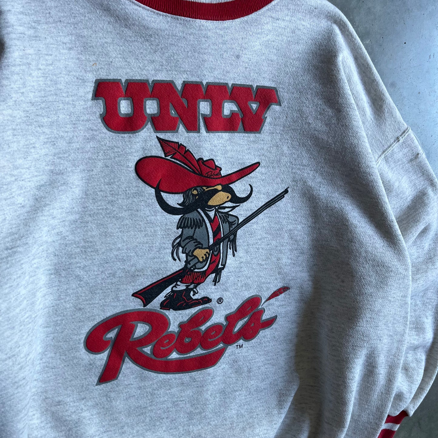 Vintage UNLV Rebels Mascot Striped Cuff Sweatshirt