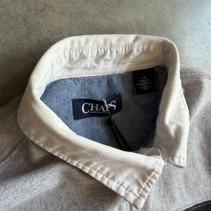 Vintage Chaps 2 Stripe Gray Rugby Shirt
