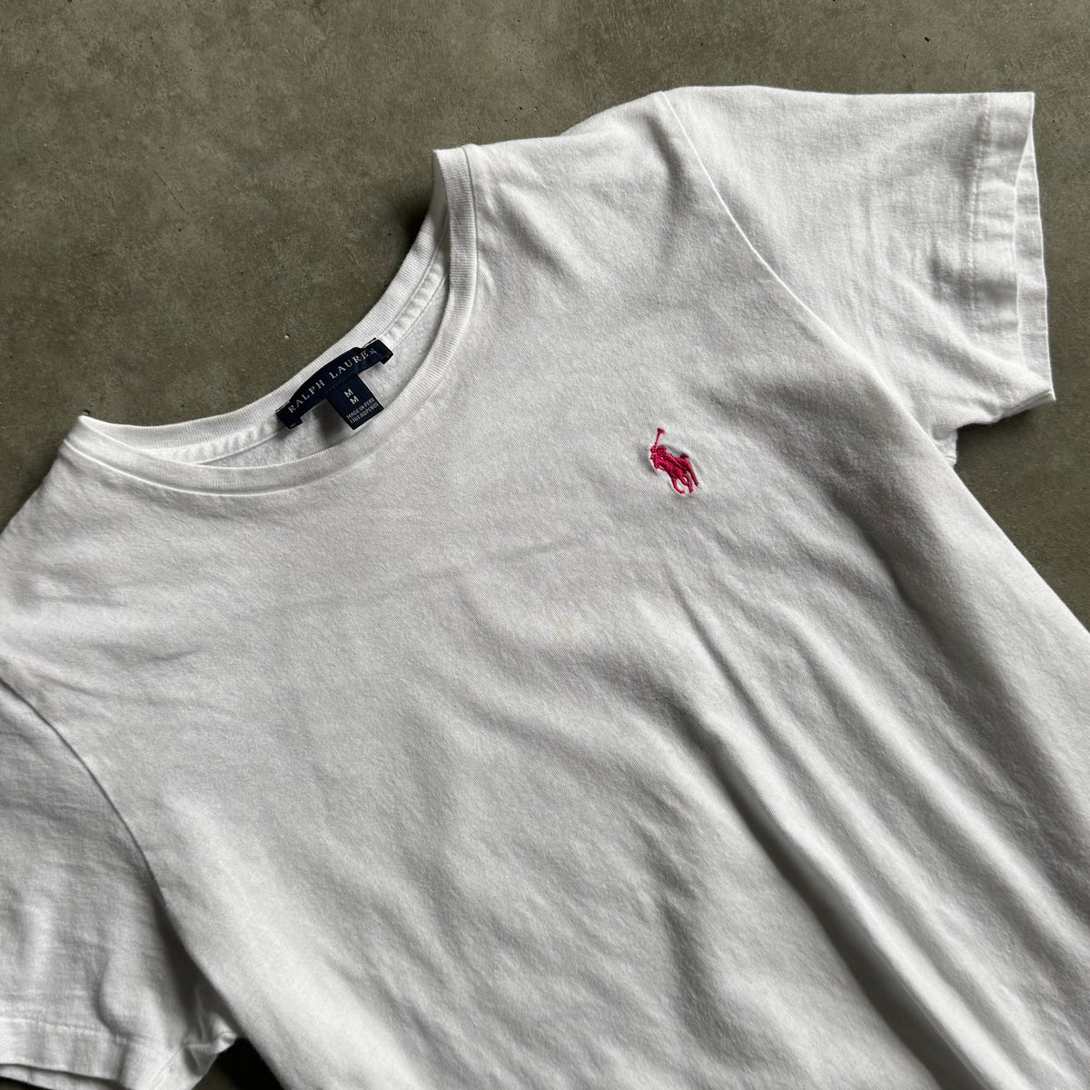 Women’s Y2K Ralph Lauren White Fitted Basic Tee w/Pink Pony