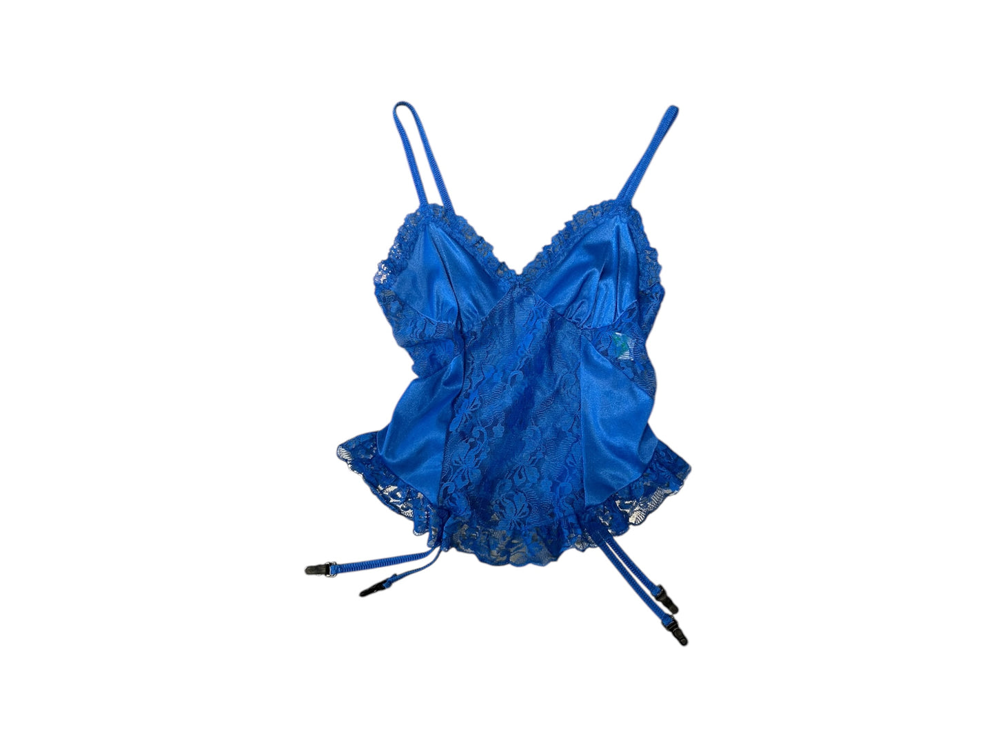Women’s Nan Flower Blue Lace Camisole With Garter Clips