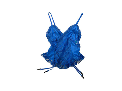 Women’s Nan Flower Blue Lace Camisole With Garter Clips