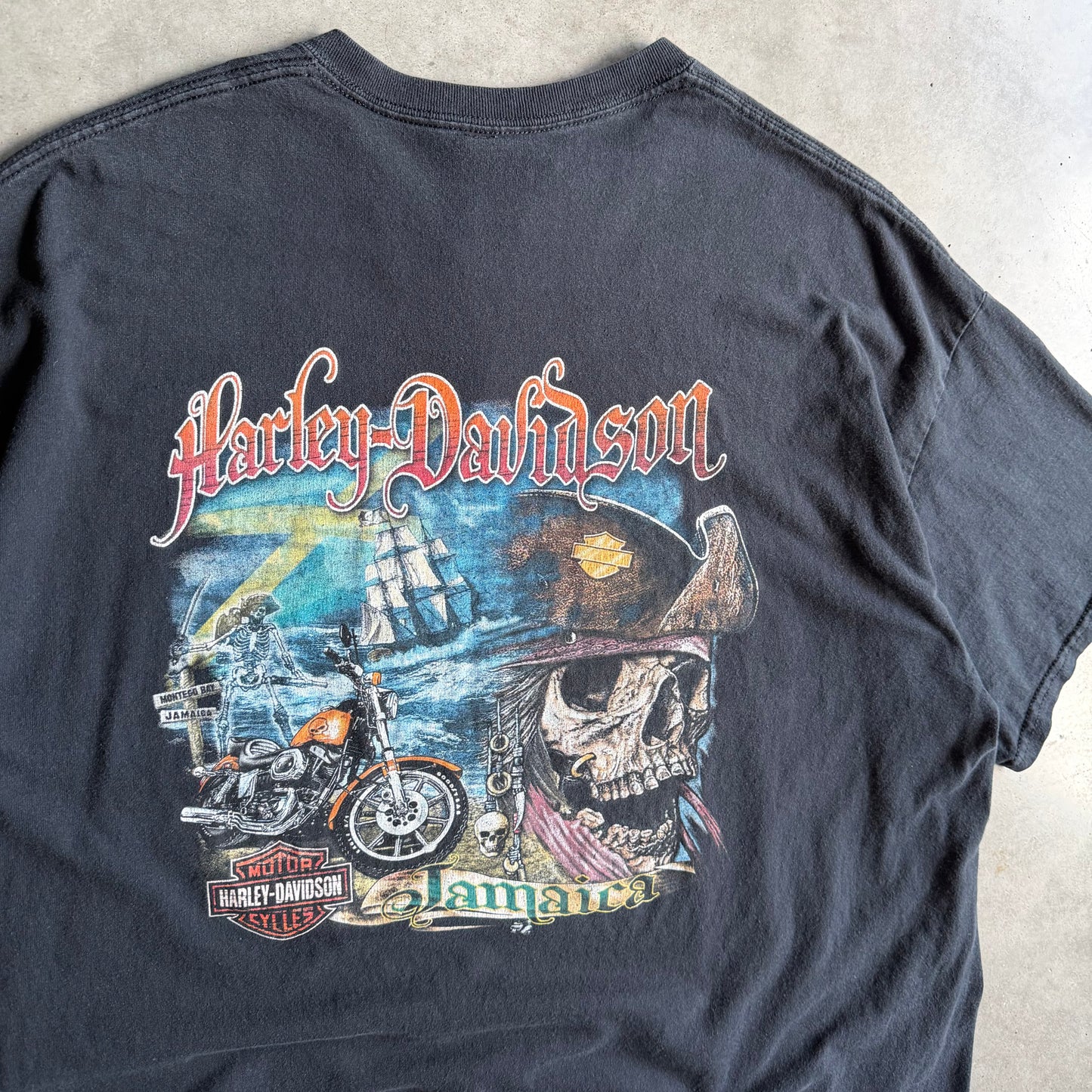 Harley Davidson Jamaica Skeleton Pirate T Shirt