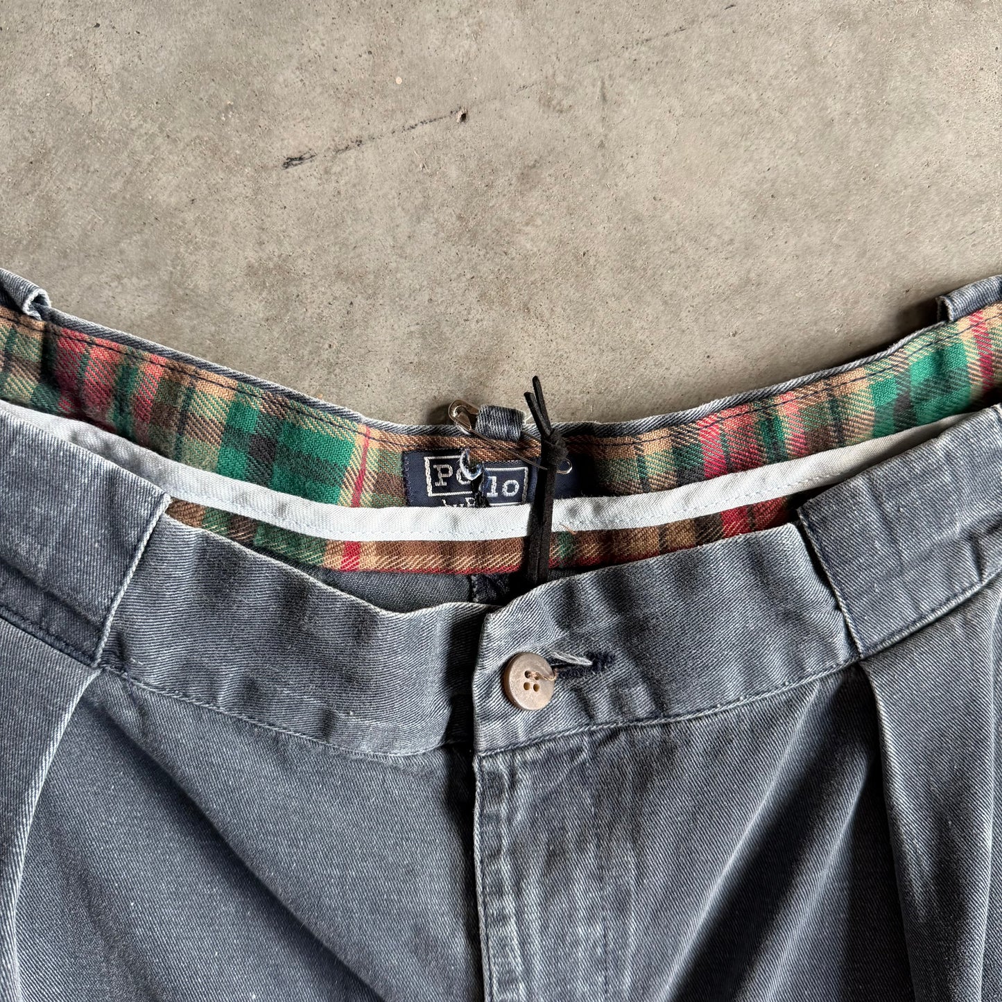 Vintage Polo Ralph Lauren Plaid Waistband Pleated Trousers