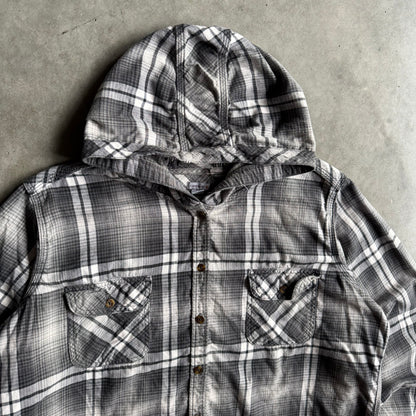 Y2K Carhartt Hooded Black & White Plaid Shirt