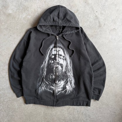 Y2K Rob Zombie Black/White Portrait Zip-Up Hoodie