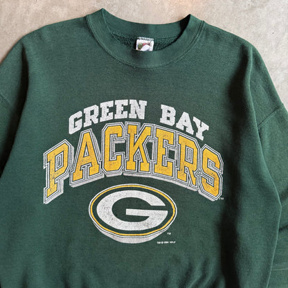 Vintage Green Bay Packers Faded Big Spell-Out Logo Green Sweatshirt