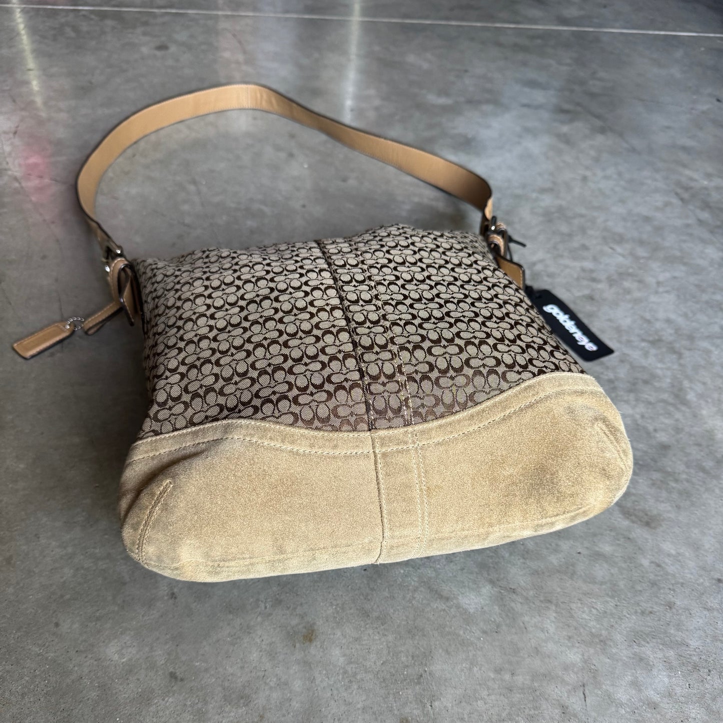 Y2K Coach Jacquard Suede Hobo Shoulder Bag