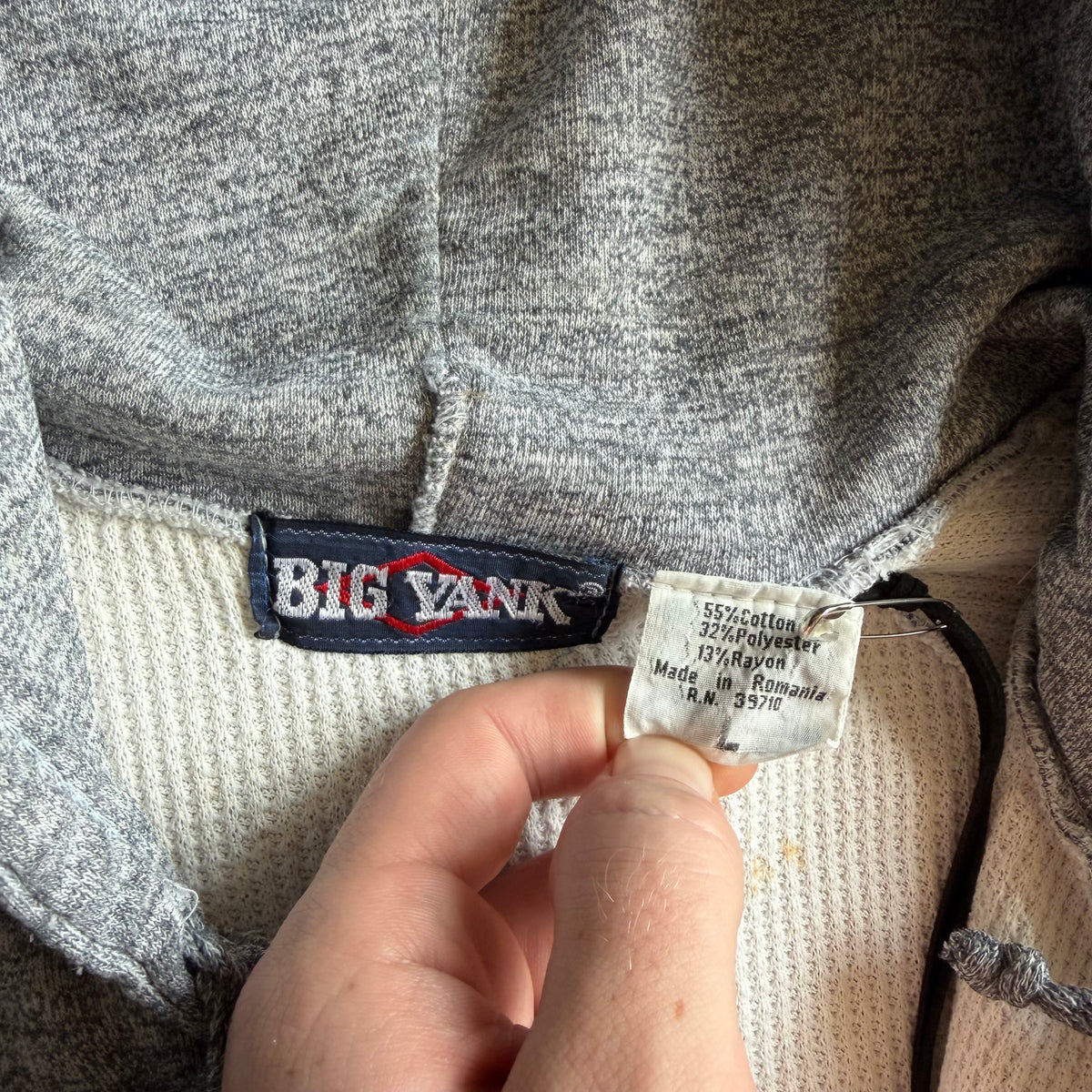 Vintage Big Yank Thermal Lined Heather Gray Hoodie