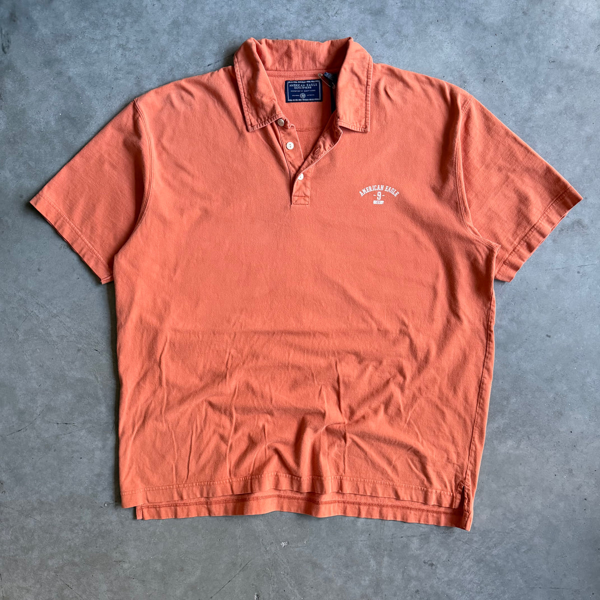 Y2K American Eagle Division 9 Orange Polo
