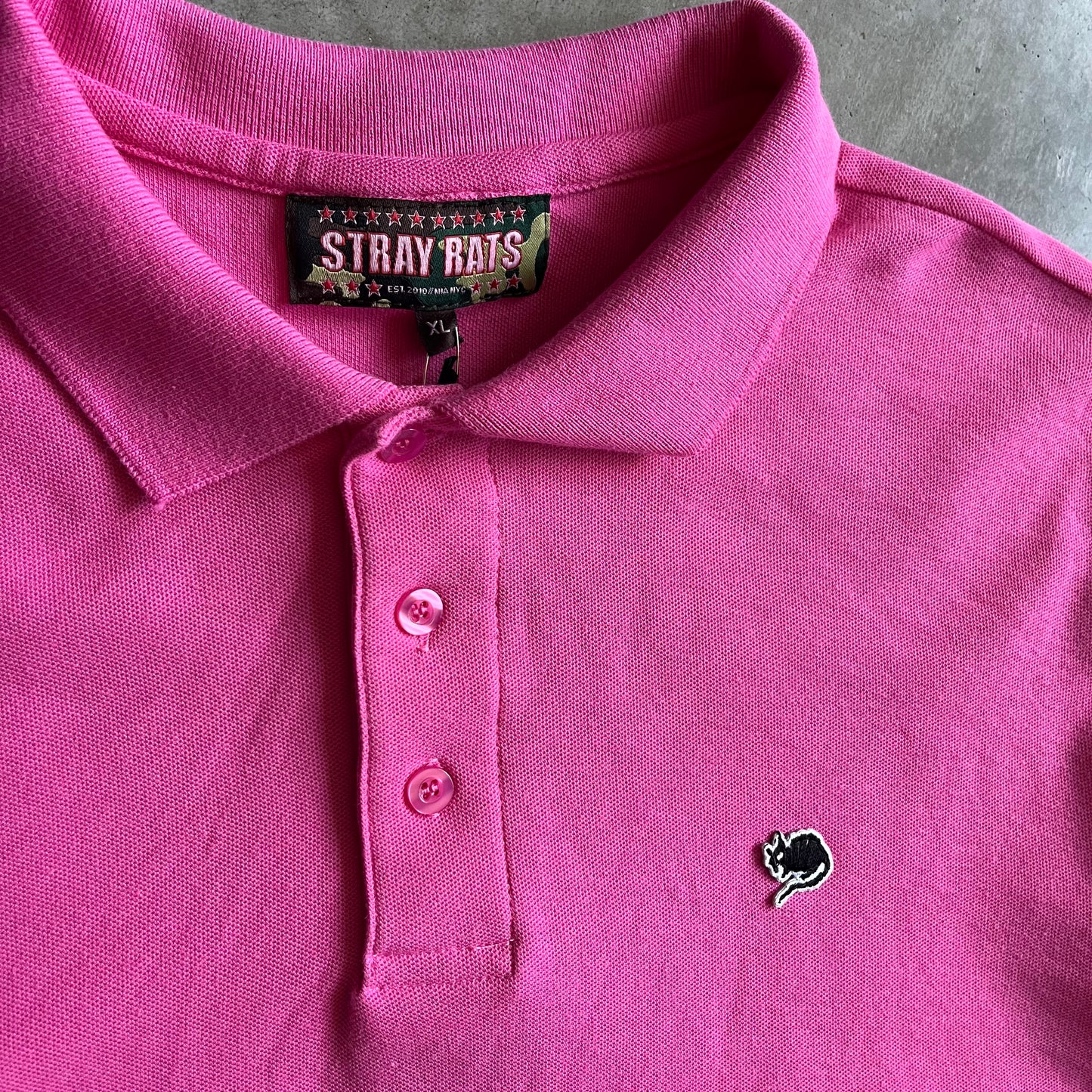 Stray Rats Embroidered Logo Pink Polo