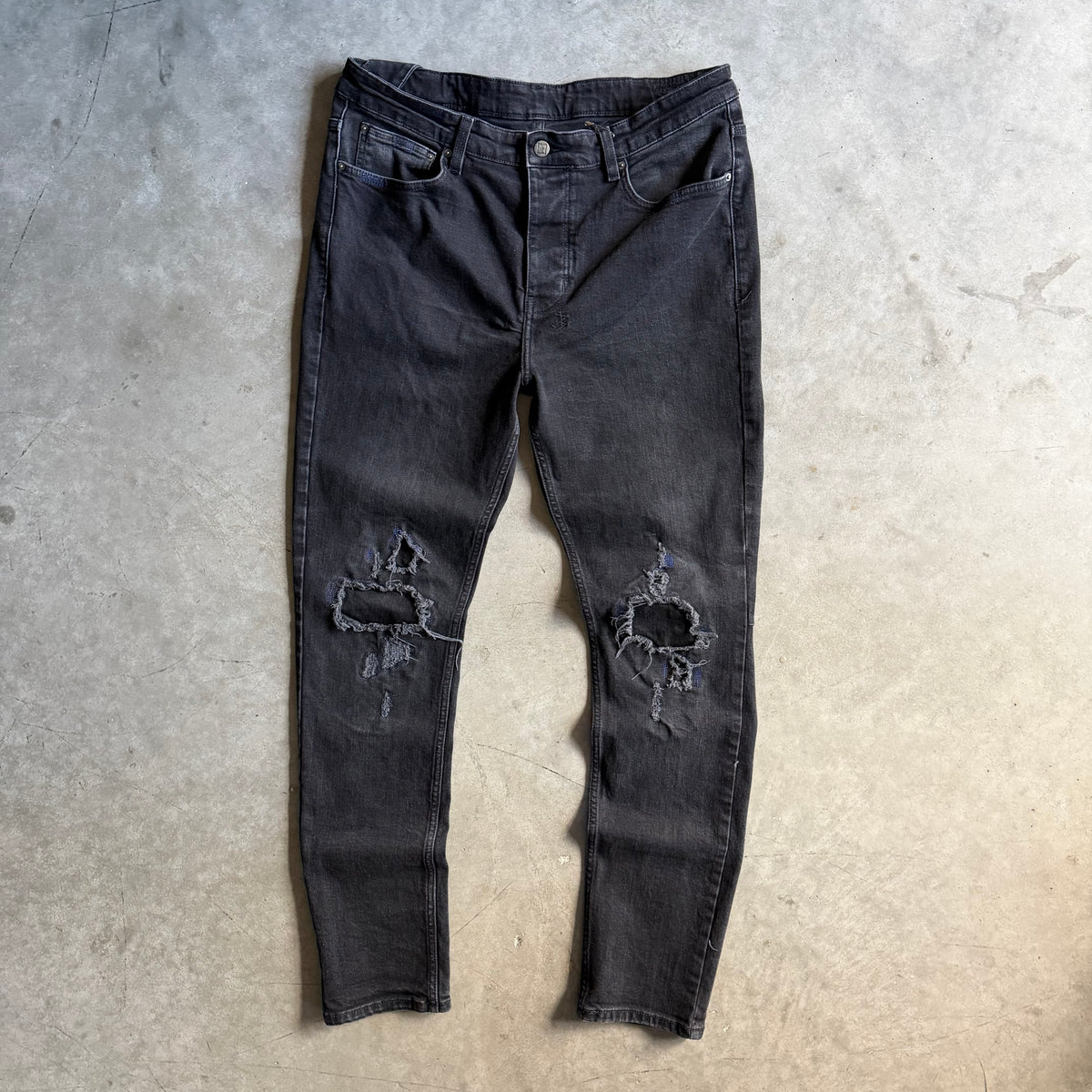 Ksubi Distressed Knee Black Slim Fit Jeans