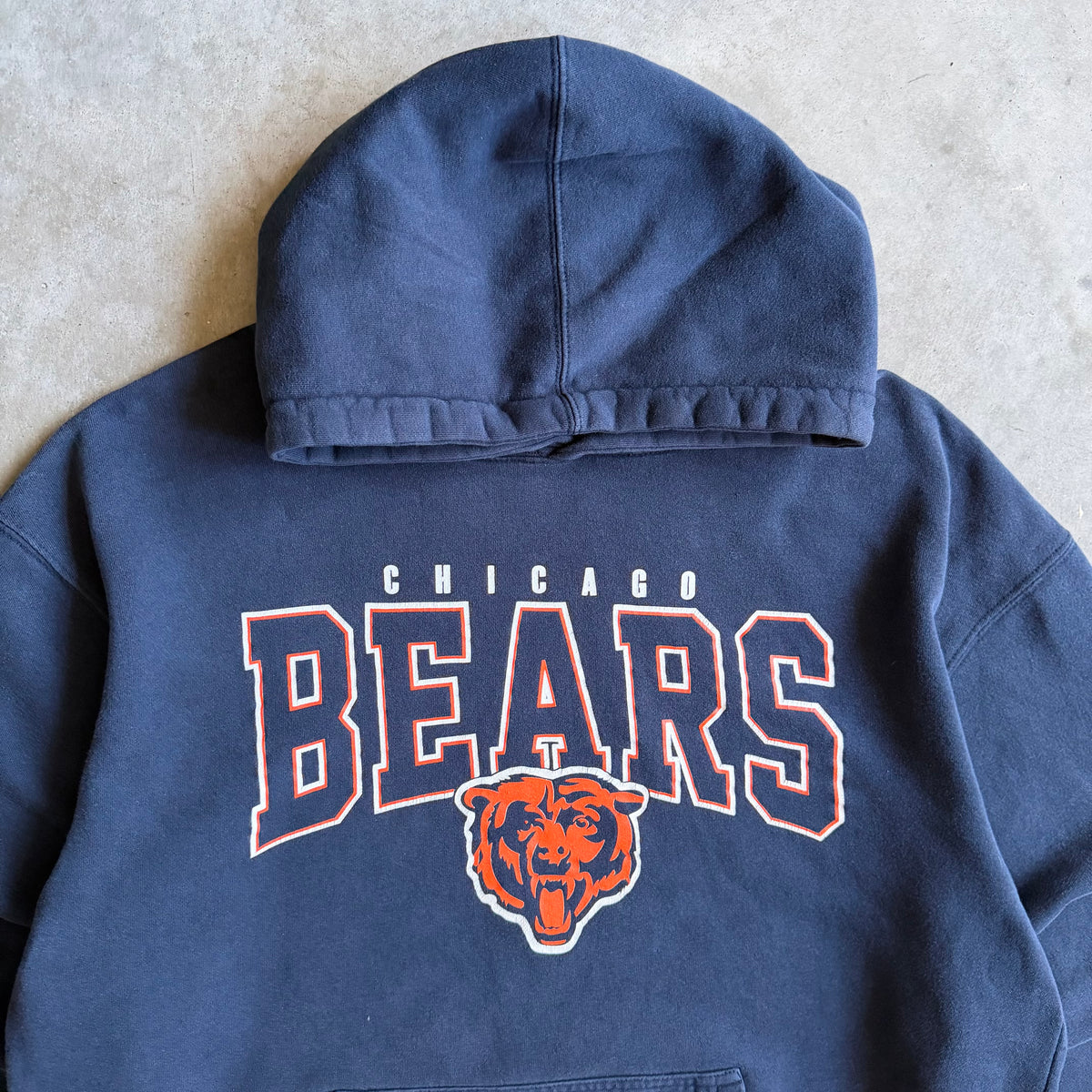Y2K Chicago Bears Big Spell-Out Logo Navy Boxy Hoodie