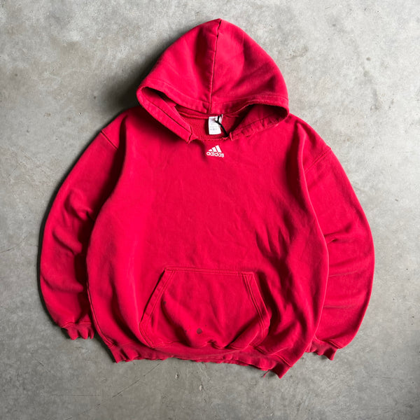 Vintage Adidas Centered Logo Red Hoodie