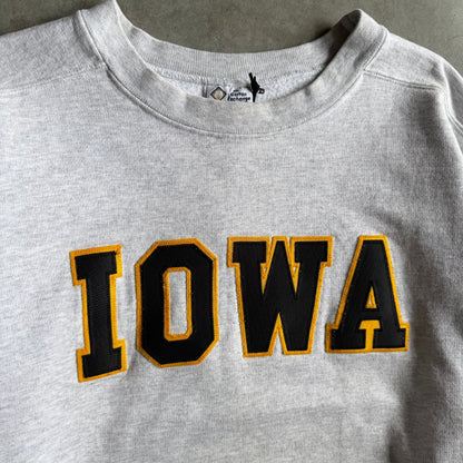 Y2K “Iowa” Black & Golden Embroidered Spell-Out Sweatshirt
