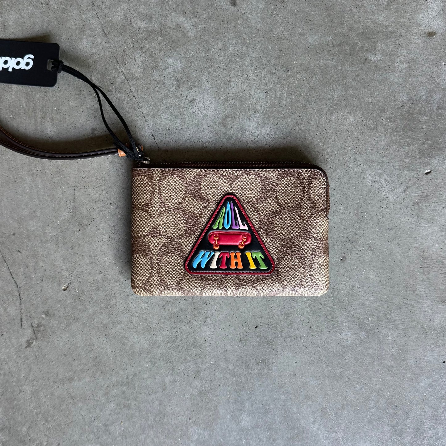 Coach Signature Canvas Corner Zip Wristlet PRIDE “Roll With It” Wallet