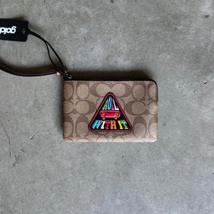 Coach Signature Canvas Corner Zip Wristlet PRIDE “Roll With It” Wallet