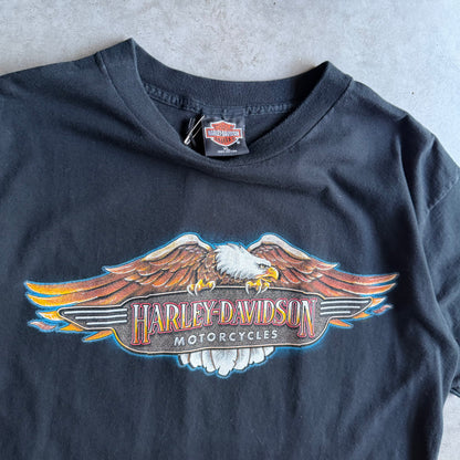 Vintage Cincinnati Harley Davidson Eagle Crest Black Tee