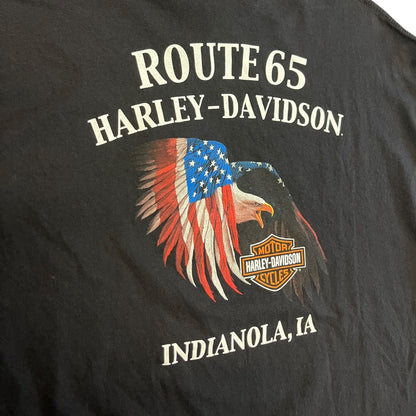 Y2K Harley Davidson Route 65 One USA Flag Tee