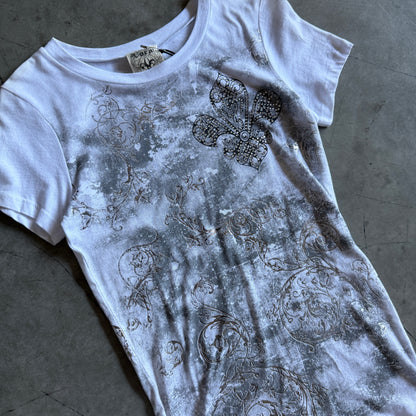 Y2K Vocal White/Silver Grunge Fleur Tee