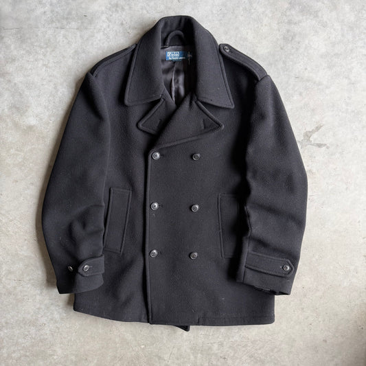 Polo Ralph Lauren Wool Double Breasted Black Pea Coat