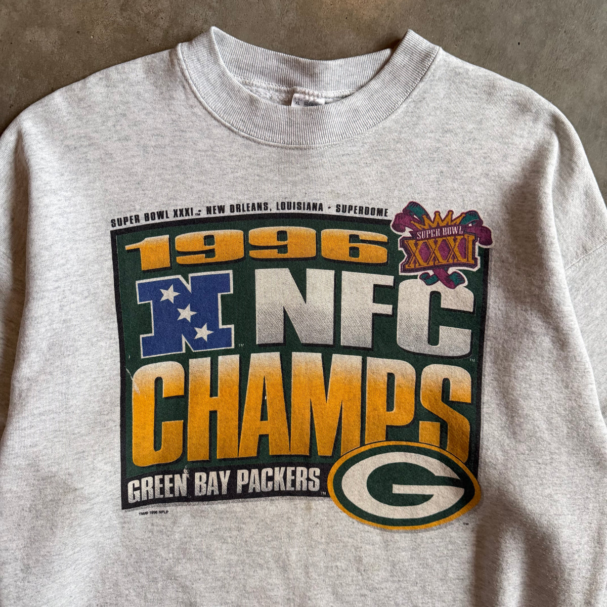 1996 NFC Champs Green Bay Packers Grey Sweatshirt
