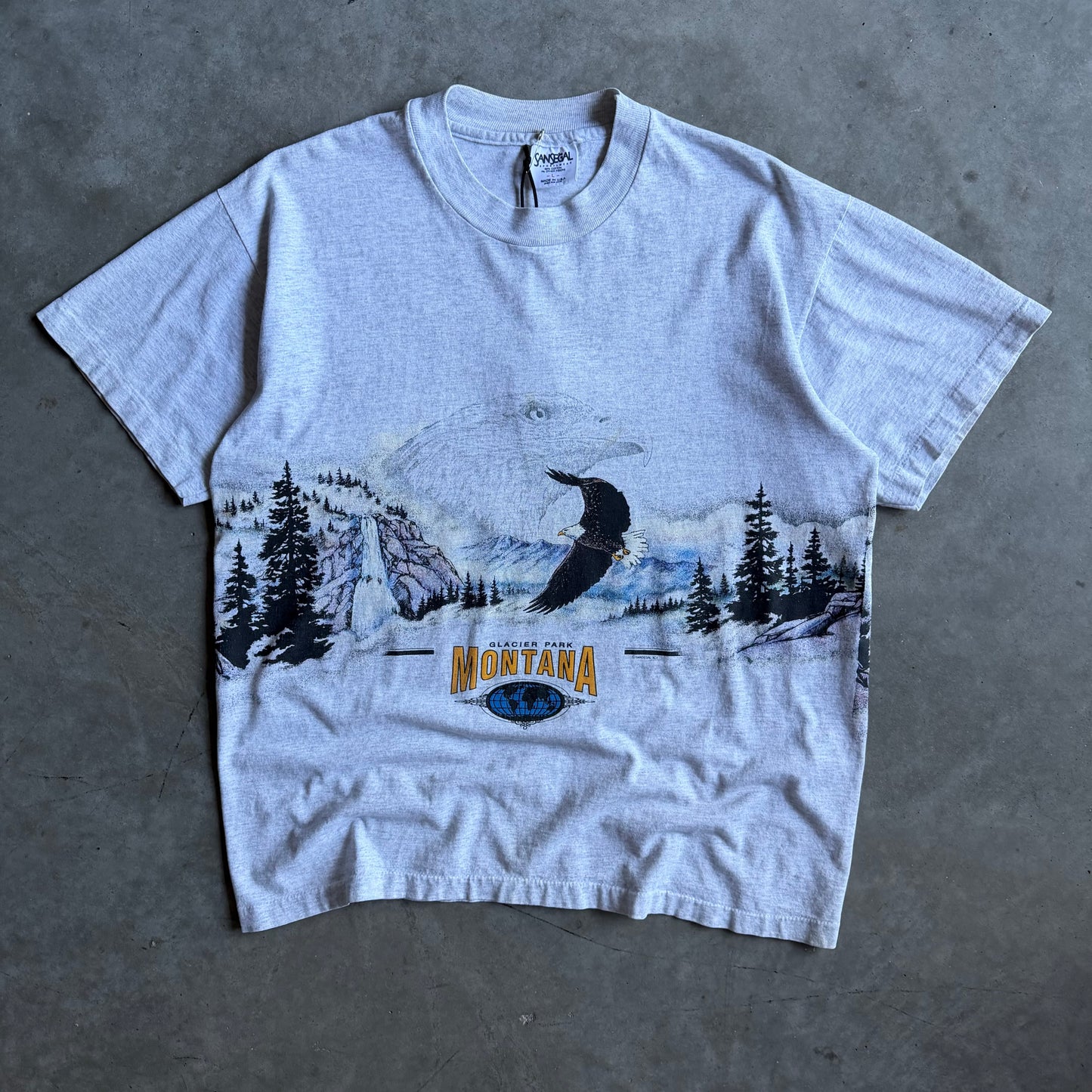 Vintage Glacier Park Montana Eagle Nature Wrap-Around Tee