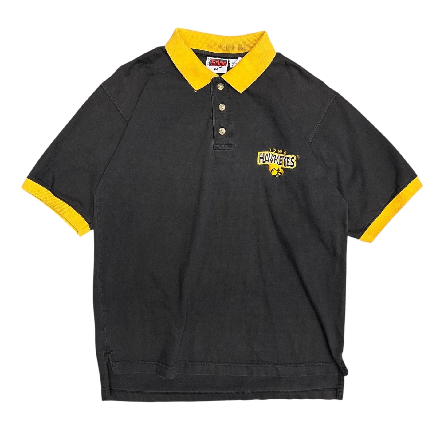 Vintage Iowa Hawkeyes Black & Yellow Polo Shirt