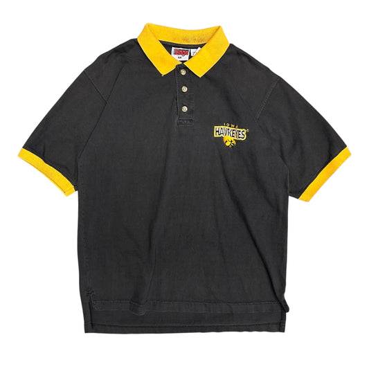 Vintage Iowa Hawkeyes Black & Yellow Polo Shirt